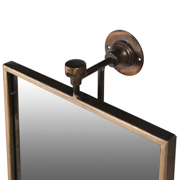 Perfect bathroom or wall dressing table mirror.A brass and bronze framed swivel mirror which can be hung vertically or horizontally and will give any small room a high end look.