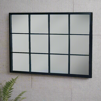 Large Black Window Mirror 12 Pane 120 cm