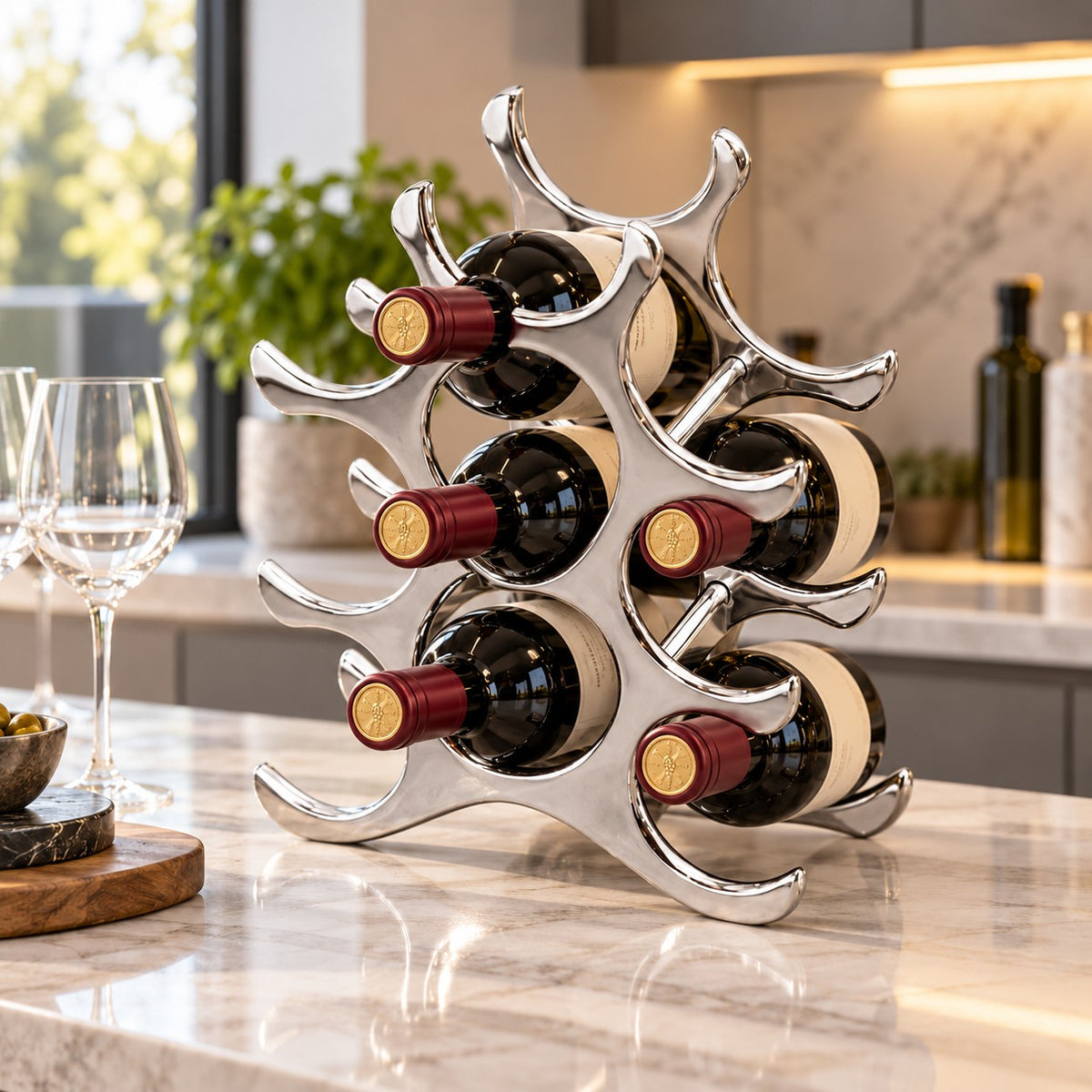 Aluminium Wine Rack Nine Bottles