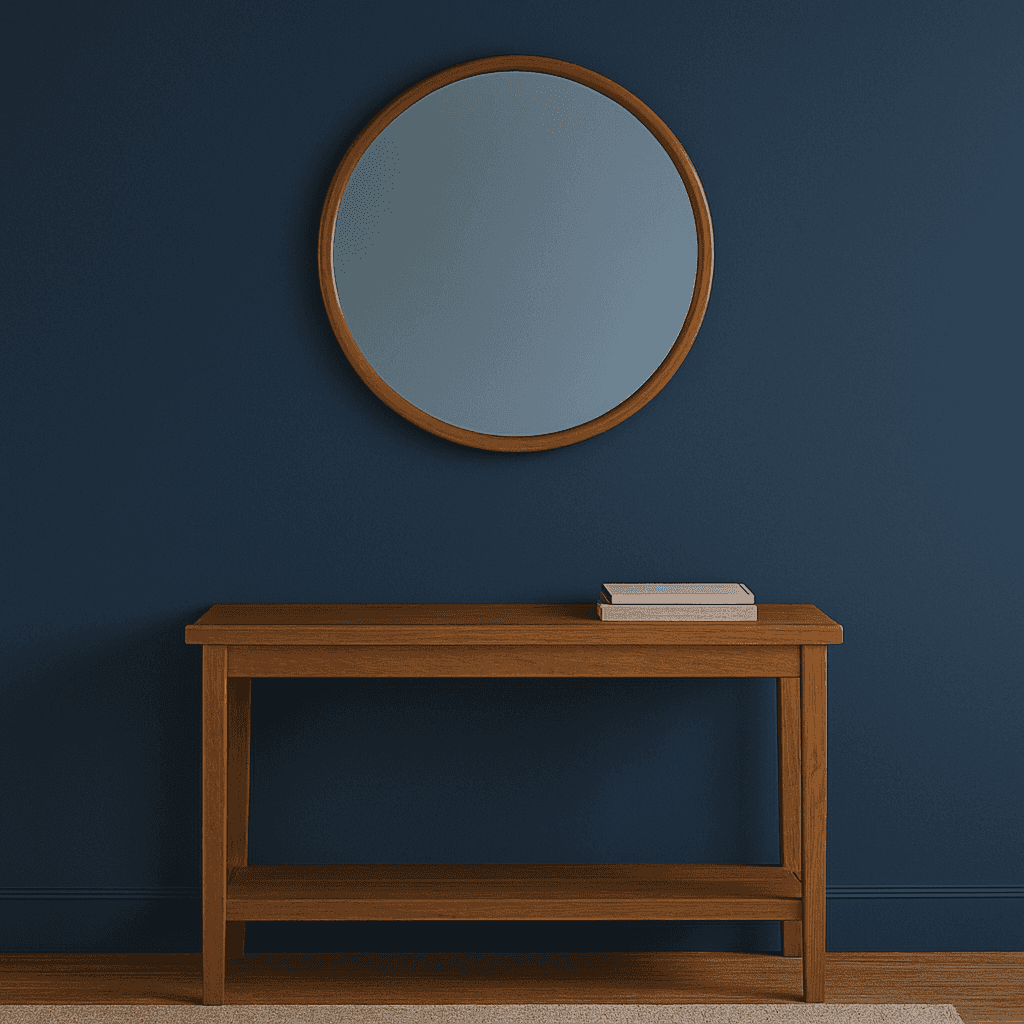 Round Wooden Framed Wall Mirror - Minimalist design