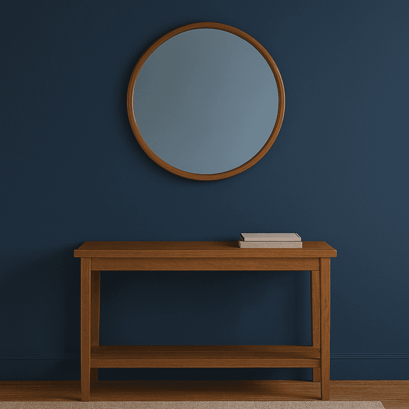 Round Wooden Framed Wall Mirror - Minimalist design