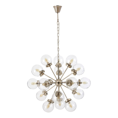 Large 18 Ball Pendant Ceiling Light. Statement Light of large proportion on a brass fixture. A Luxurious Contemporary Chandelier.