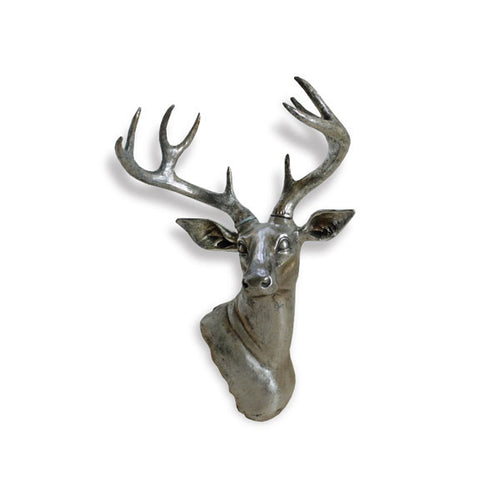 Silver Finish Stag Head - Wall Hanging or Floor Standing
