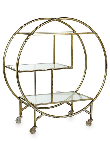 Classic art deco styled silver metal drinks trolley with 3 mirrored shelves. Great vintage look and so useful on castors.  H: 93 cm W: 82 cm D: 37 cm