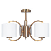 Semi-Flush Three Arm White Shaded Pendant