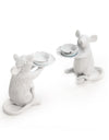 White Mice Candle Holders / Pair