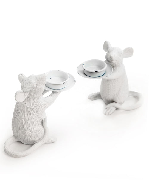 White Mice Candle Holders / Pair