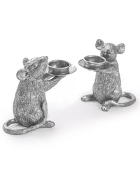 Silver Mice Candle Holders / Pair