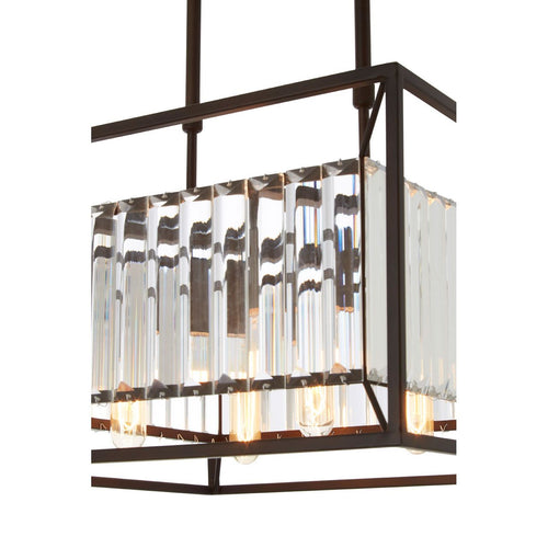 Exceptional crystal light fitting with an industrial twist, great with aged glass mirrors.