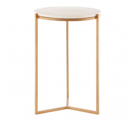 Side Table - White Marble - 52cm