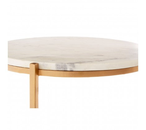 Side Table - White Marble - 52cm