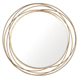 A luxury brushed brass gilt gold mirror that brings high impact & understated simplicity with a contemporary yet antique feel.  This swirl circular mirror looks amazing in hallways, living rooms, bedrooms or bathrooms - any room that could with a light touch of elegant spark.     Dia: 90 cm D: 3 cm.
