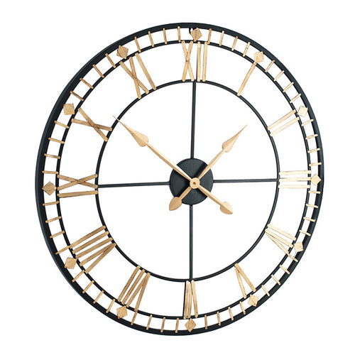 Black & Gold Skeleton Clock 80 cm