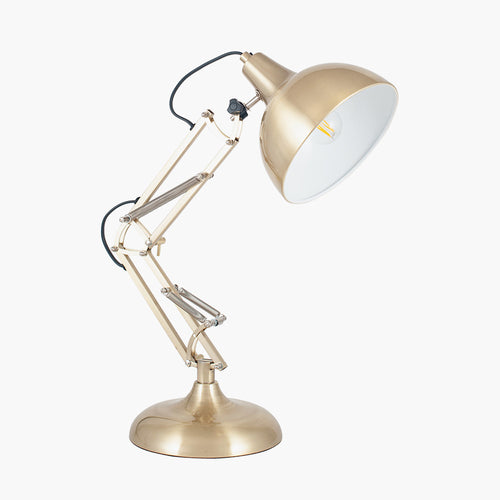 A classic design industrial reading lamp which is functional with an adjustable arm and head for directional lighting where required.  H: 55 cm W: 19 cm  W: 31 cm 