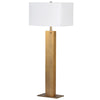 Aged Brass Table Lamp With Shade 98 cmTall, elegant aged brass table lamp in a column shape with contrasting white rectangular shade. Exceptionally tall, to add a dramatic statement to a room.