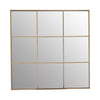 Gold painted window mirror, square with 9 panes. These mirrors are perfect for adding light and perspective to any room.  W: 95 cm H: 95 cm