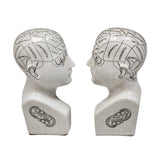 Antiqued Ceramic Phrenology Head Bookends