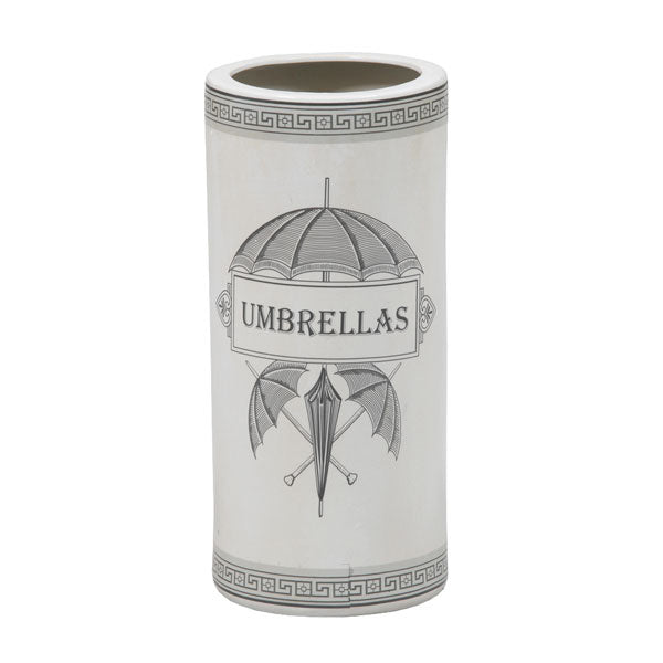 Antiqued White Ceramic Umbrella Stand