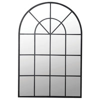 black arched metal window 