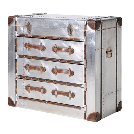 Brushed Steel Industrial Cabinet -7 Drawer Metal - 105cm
