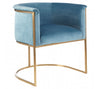 Pale blue velvet chair with gilt frame, luxurious and elegant chair.