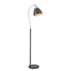 Tall slim profiled, black floor lamp with nickel fittings and gilt inner to the black shade. This lamp is great for a study or to read by, placed by a desk or your favourite chair 