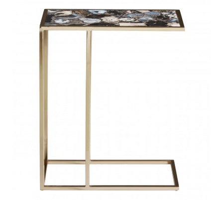Gilt Geometric Metal Marble Table 64 cm