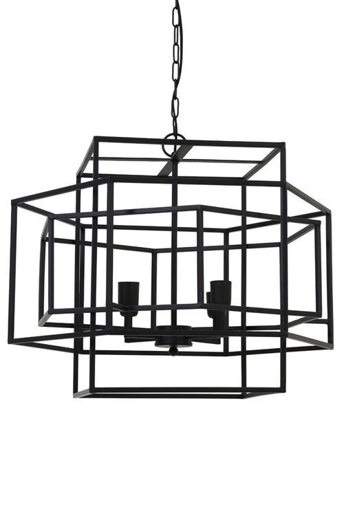 Large black geometric lantern with 4 lights, a really good size for a main room.