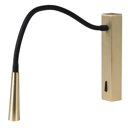 Wall, light flexi in black and gold. Really useful wall light in a smart black finish with gold accents.
