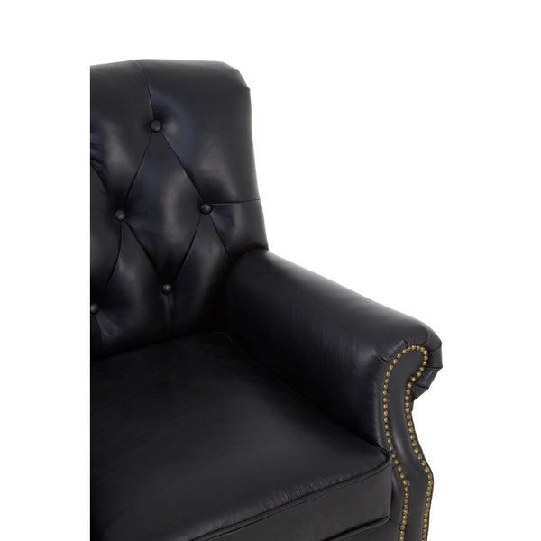 Black Leather Studded Armchair 85 cm