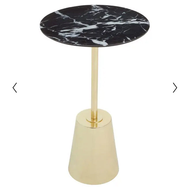 Gilt Stem Table Marble Effect Top 65cm