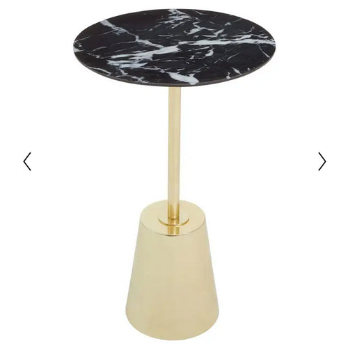 Gilt Stem Table Marble Effect Top 65cm