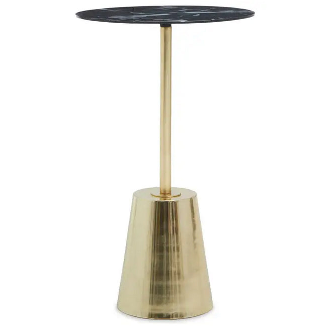 Gilt Stem Table Marble Effect Top 65cm