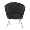 Black velvet 'shell' shaped occasional chair with gilt metal legs, add a touch of elegance and glamour to any room with this chair.