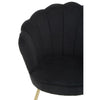 Black velvet 'shell' shape chair with gilt metal legs.