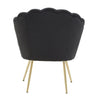 Black velvet 'shell' shape chair with gilt metal legs.