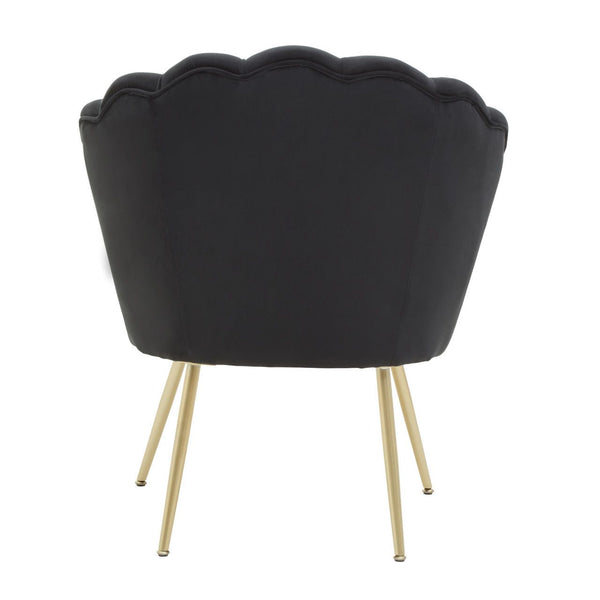 Black velvet 'shell' shape chair with gilt metal legs.