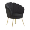 Black velvet 'shell' shape chair with gilt metal legs.