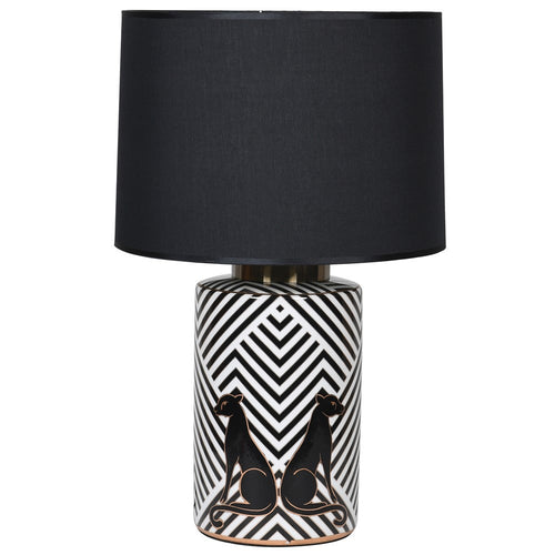 This beautifully black & white pattern ceramic lamp with black panthers would suit a cool contemporary interior.