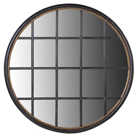 Black Arched Window Mirror 91 cm