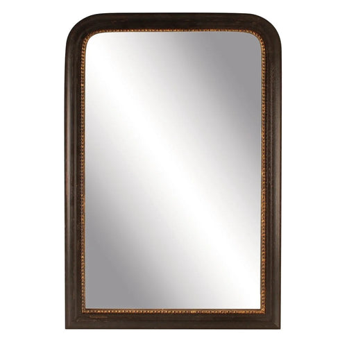 Medium size black beaded mirror with inset gold rim. Perfect in a period house. 