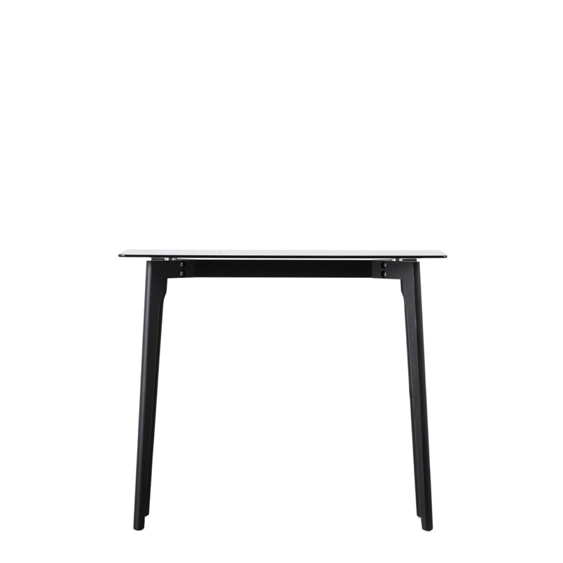 Console Table Black Wooden Glass Top W: 90 cm