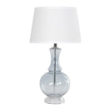 Glass Lamp With White Linen Shade 69cm