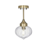 Brushed brass metal and glass flush pendant, so good to find a flush ceiling light which is also pretty.  
