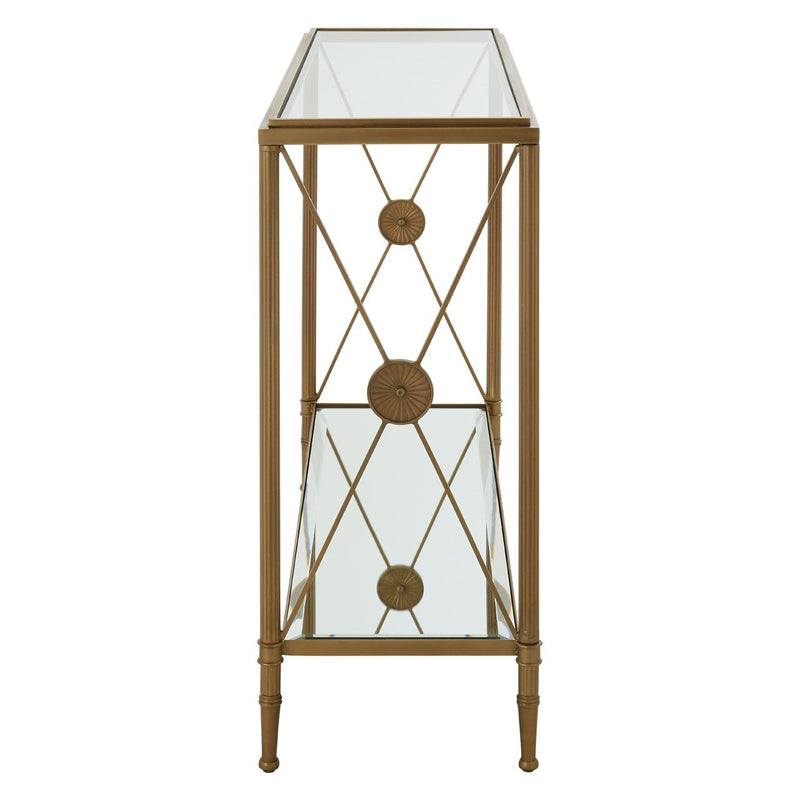 Classic Empire Style Brass and Glass Console Table