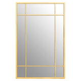 Brushed gilt metal framed panelled mirror. A gold window mirror to add light and perspective to any room.