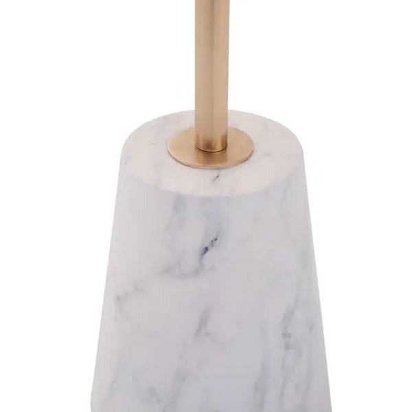 Brushed Gold Side Table With Marble Effect Base - 65cm