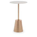 This sleek brushed gold table and a white marble effect base top creates a luxury contemporary feel.