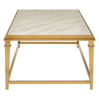 Classic white marble and brushed gold metal console table - luxurious. 