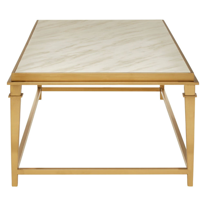 Classic white marble and brushed gold metal console table - luxurious. 